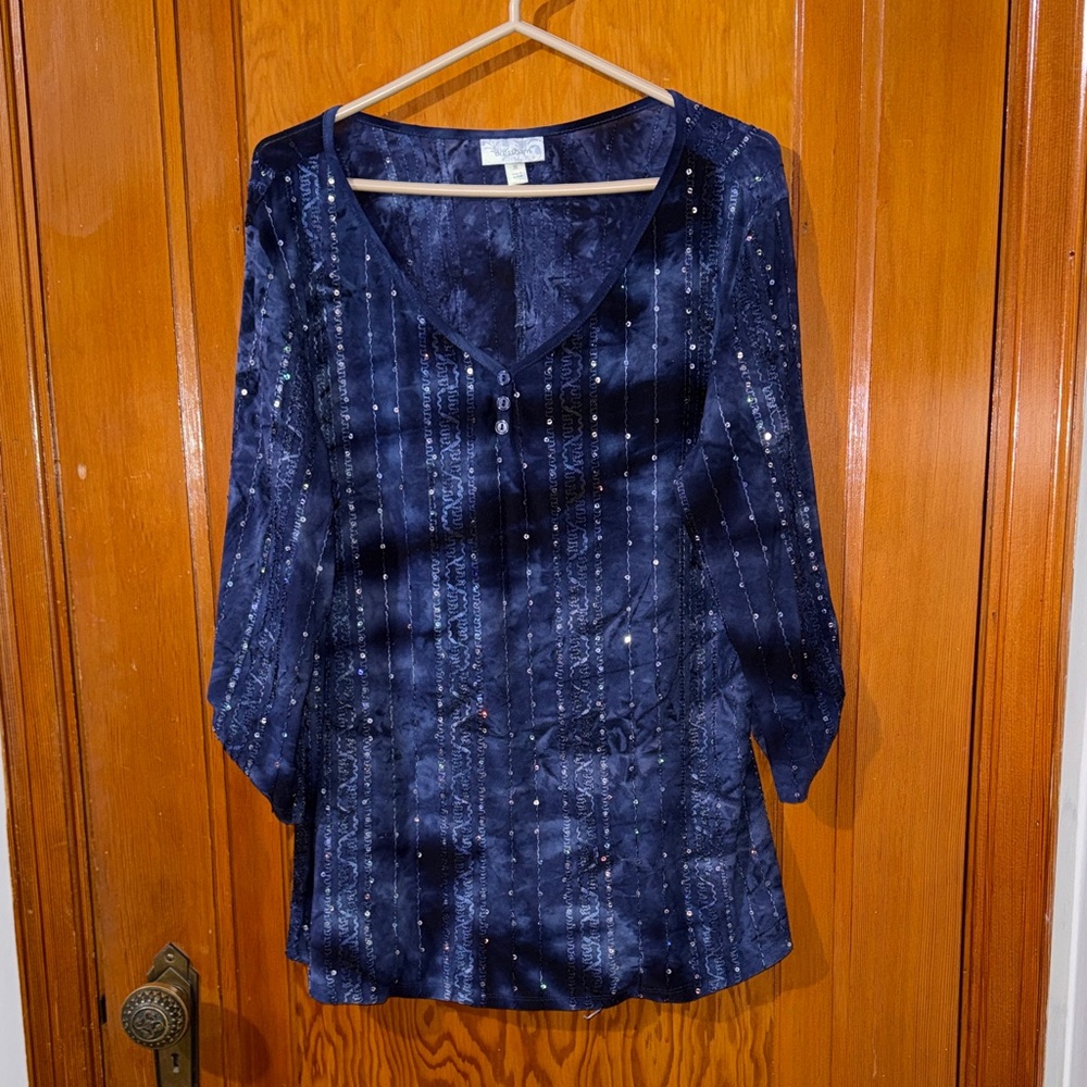 Dressbarn Elegant Navy Blue Women's Top